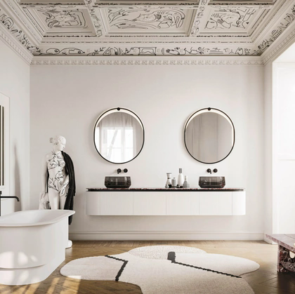 Mobile da Bagno sospeso Almond 04 in laccato Bianco e Marmo di Arbi