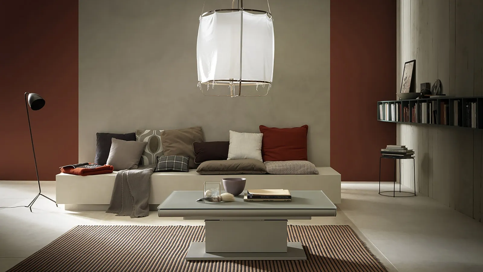 Tavolino Trasformabile con top in Vetro Ares Glass di Altacom