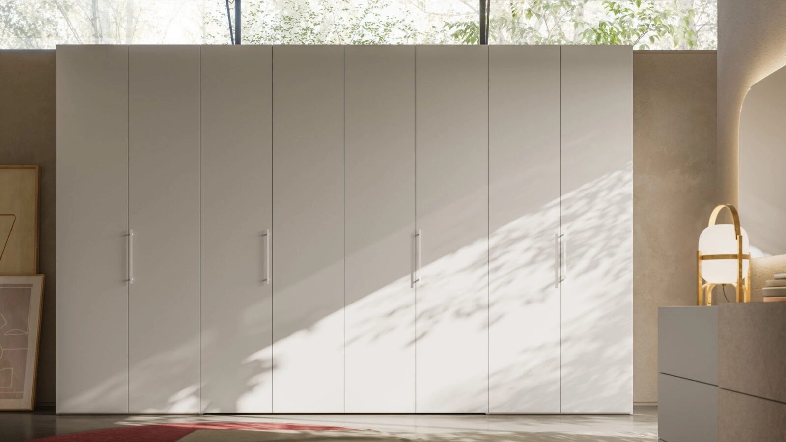 Armadio con anta battente Liscia + M 14 + cabina Alea 37 di Orme