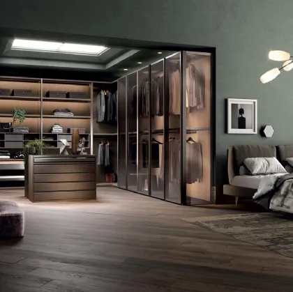 Cabina Armadio Antares A103 in vetro e legno di Mercantini