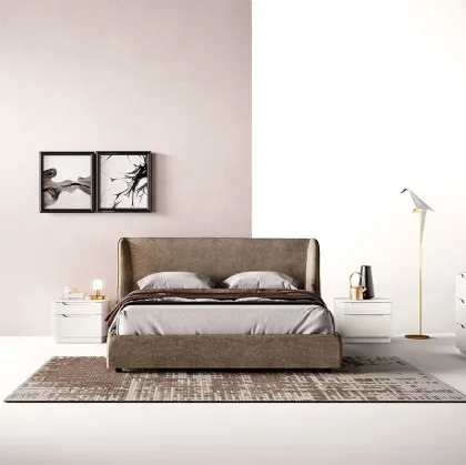 Letto rivestito in velluto con testiera A02 Velvet e Omega di Mercantini