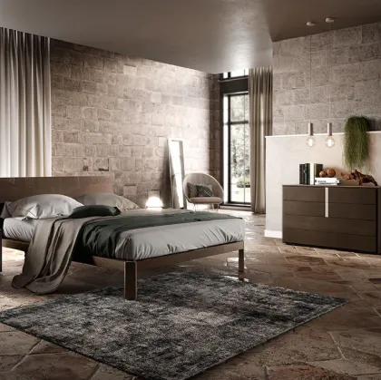 Letto in legno con testiera C01 Apollo e Gamma di Mercantini