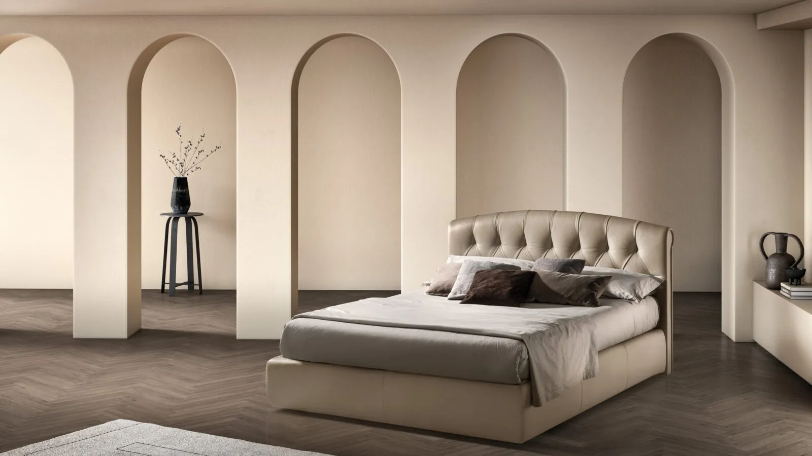 Letto in tessuto con testiera lavorazione capitonnè Dream di Bside