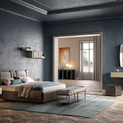 Letto in tessuto con testiera M02 Polis e Omega di Mercantini