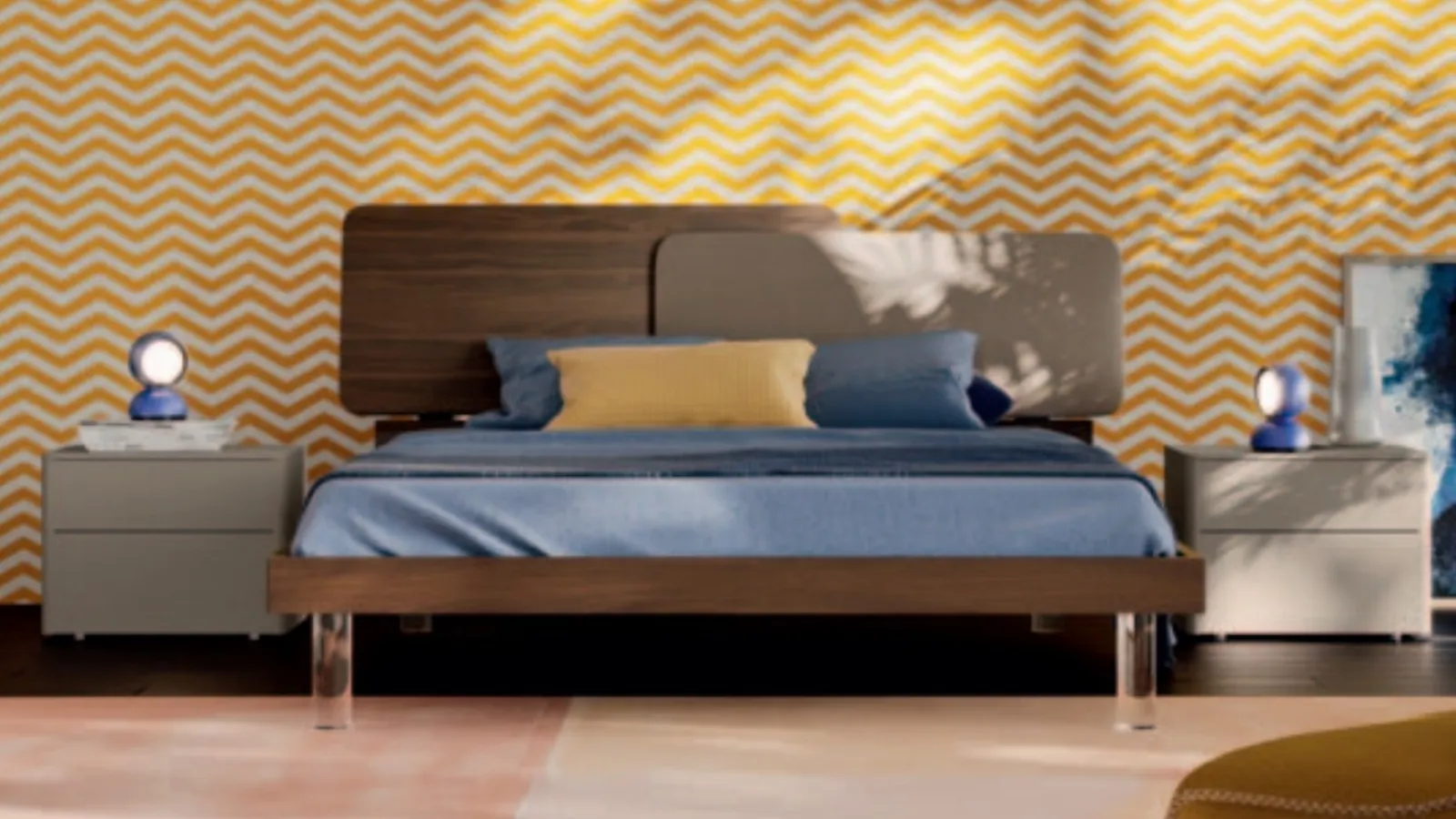 Letto di design in materico ed ecopelle Loli di Orme