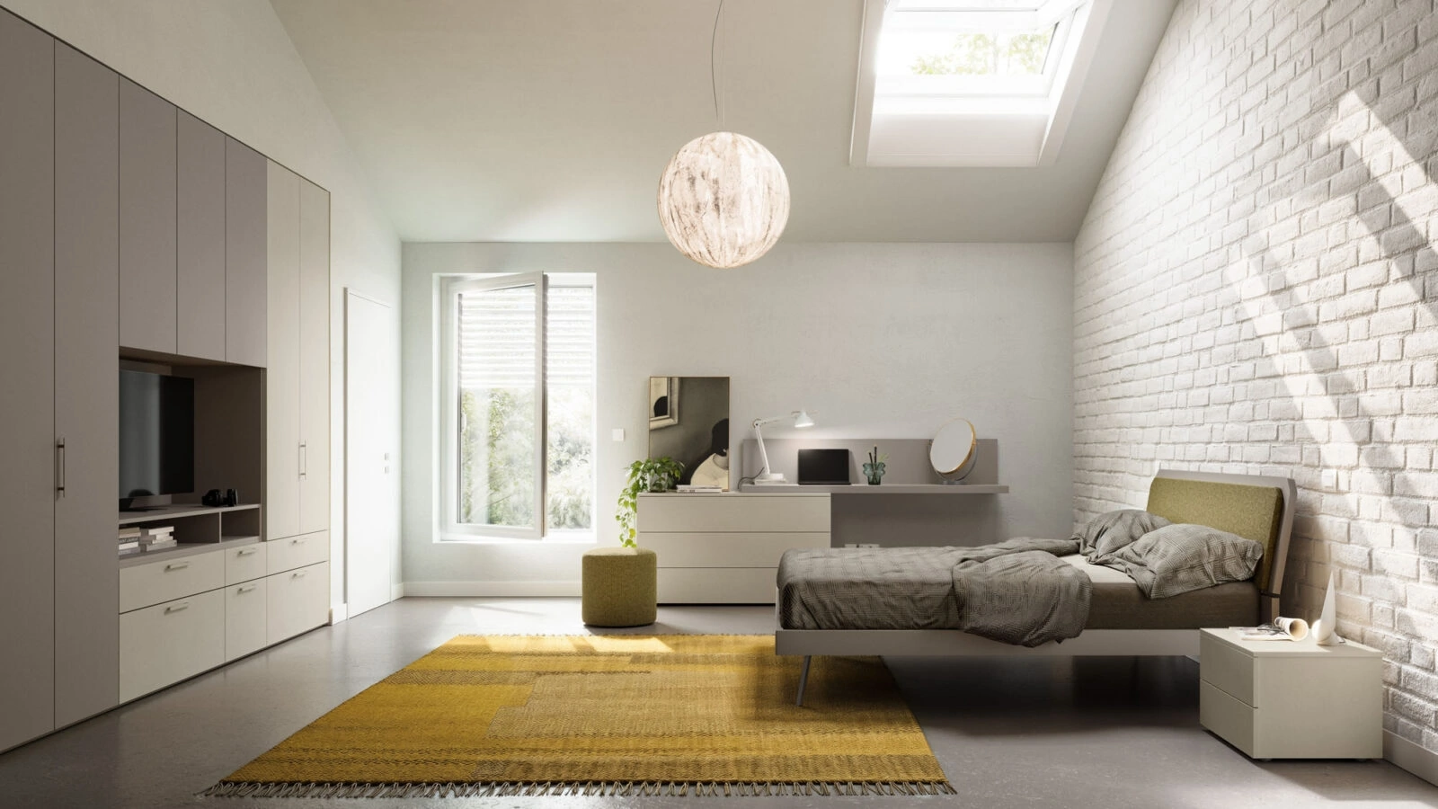 Letto matrimoniale finitura Platino con cuscino imbottito Scudo Night 17 di Orme