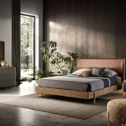 Letto V01 Rigel in tessuto con testiera di Mercantini