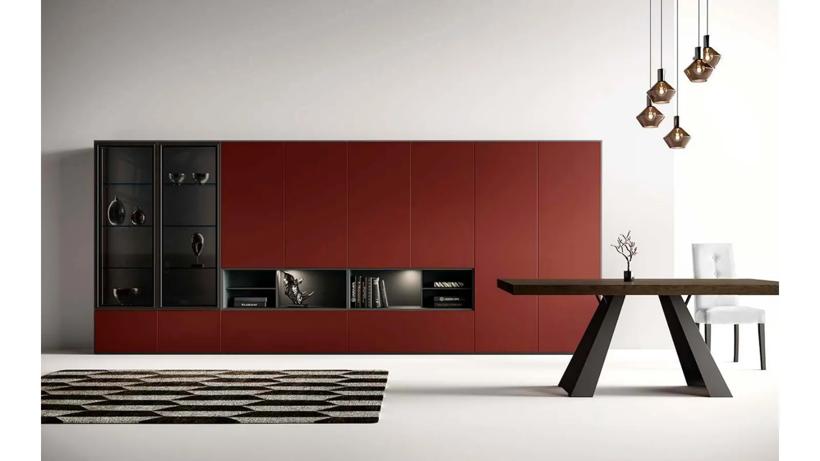 Libreria a muro Kosmos KL204 in laccato opaco di Mercantini