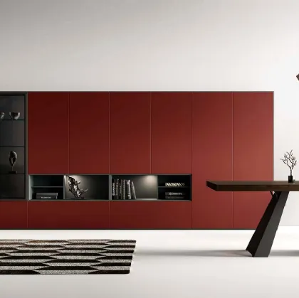 Libreria a muro Kosmos KL204 in laccato opaco di Mercantini