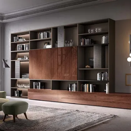 Libreria a muro Kosmos KL207 in legno di Mercantini