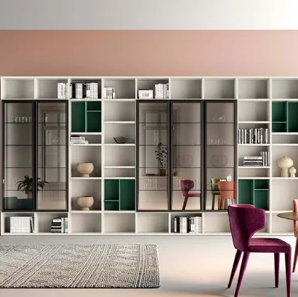 Libreria  a muro Kosmos KL208 in laccato opaco di Mercantini