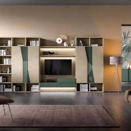 Libreria a muro Kosmos KL209 in laccato opaco di Mercantini