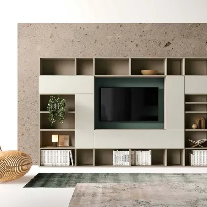Libreria a muro Kosmos KL214 in laccato opaco di Mercantini