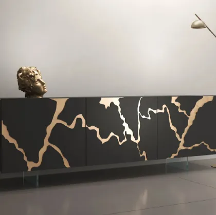 Madia Elettra in legno con decoro in foglia bronzo di Fratelli Mirandola
