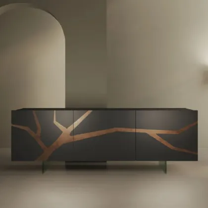 Madia in legno Tosca con inserto in foglia bronzo di Fratelli Mirandola