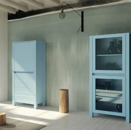 Madia alta Londra Art 1107 e Art 1108 in legno laccato azzurro di Fratelli Mirandola
