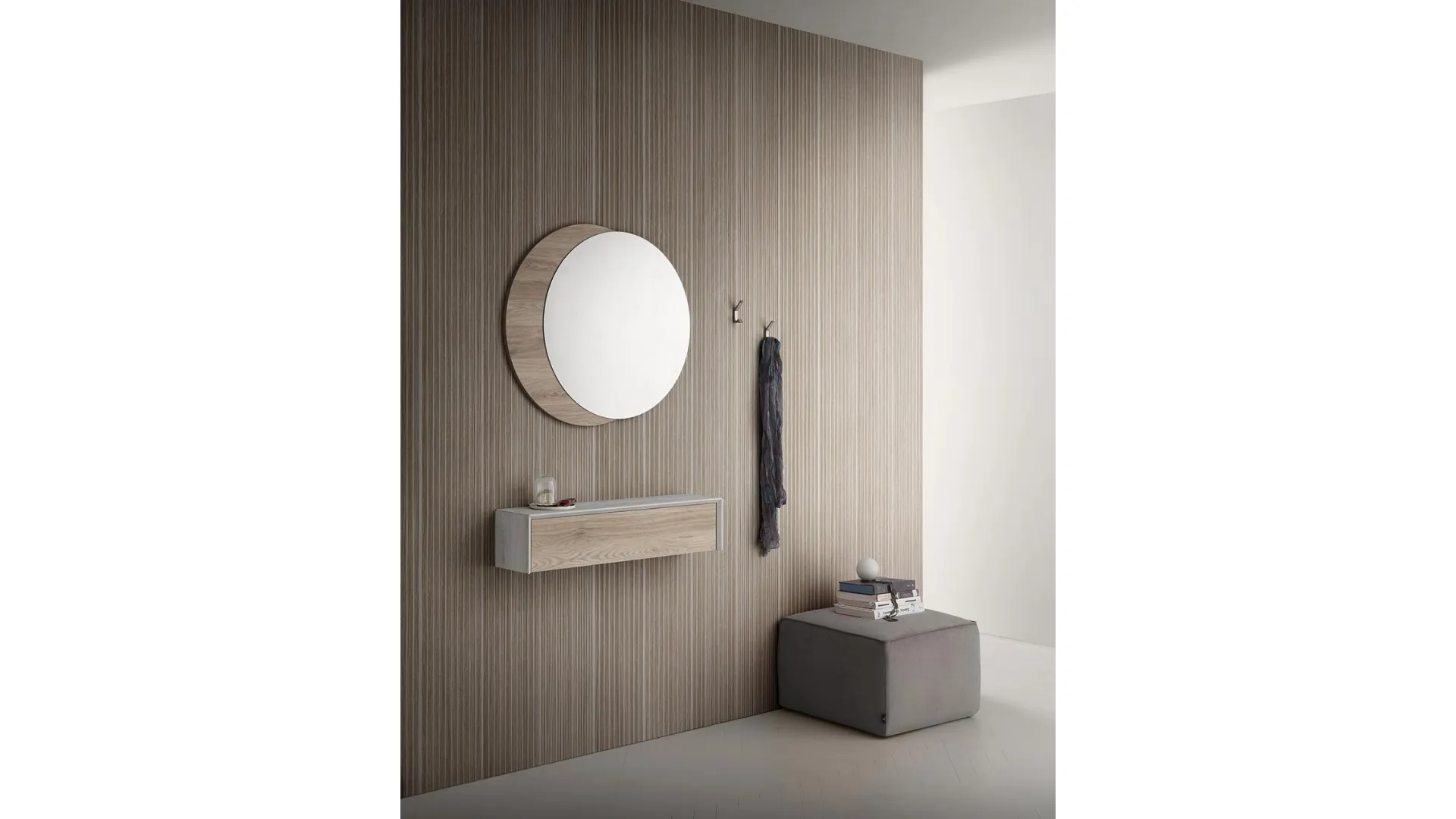 Mobile ingresso Alba in laminato HPL Bianco con specchio di La Primavera