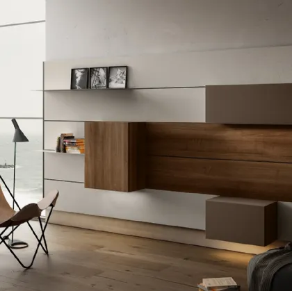 Mobile sospeso Living 01 in Noce e laccato opaco di Arredo3