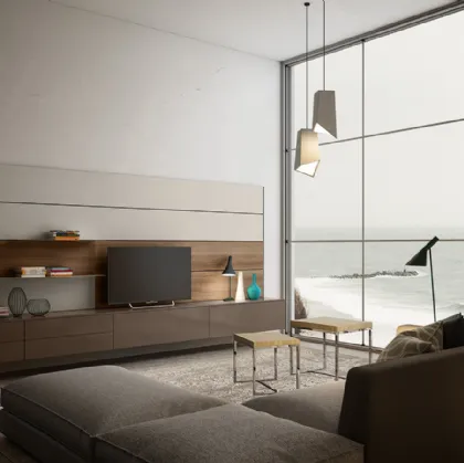 Parete Attrezzata sospesa in laccato lucido Living 01 di Arredo3