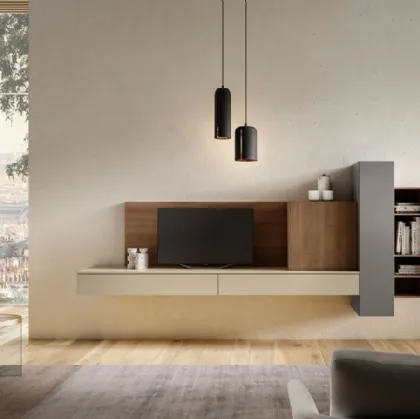 Parete Attrezzata Living 08 in laccato opaco e legno di Arredo3