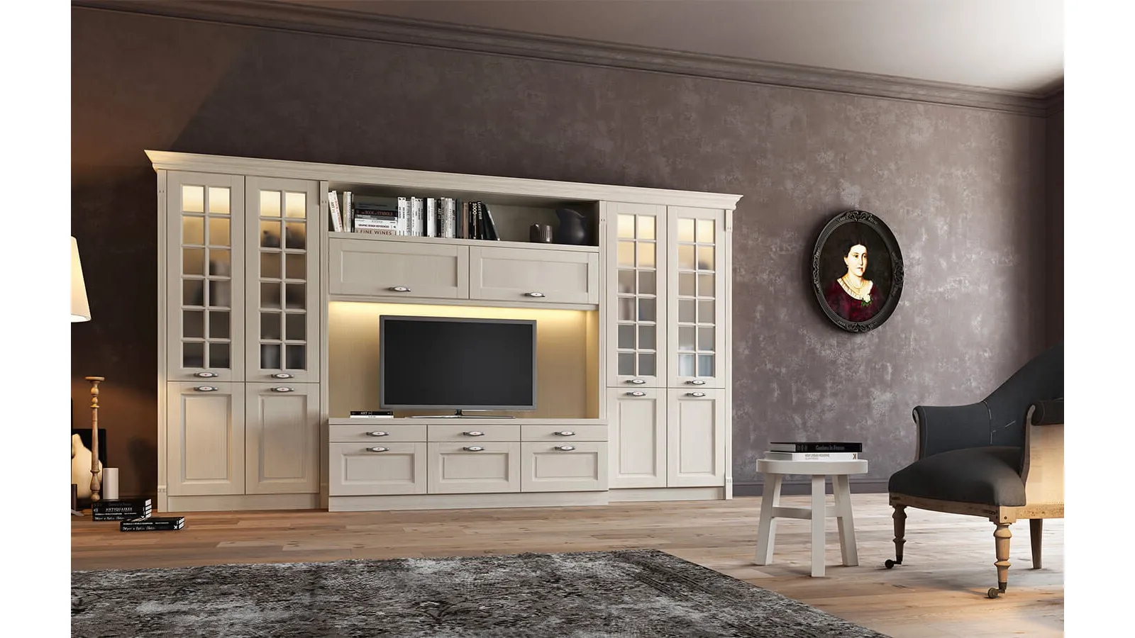Parete Attrezzata in legno di Frassino Virginia II di Arredo3