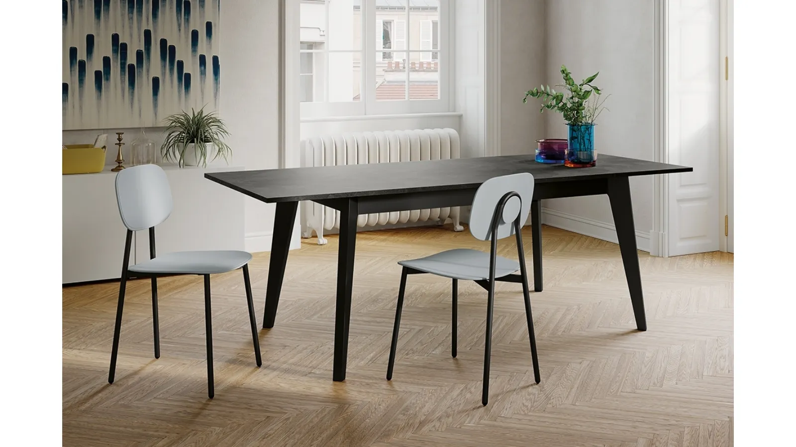 Tavolo allungabile Edgard con top in laminato e gambe in legno di Arredo3