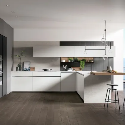 Cucina Moderna Glass 2 0 01 con penisola di Arredo3