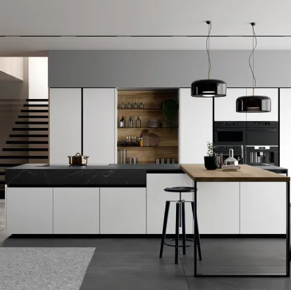 Cucina Moderna Glass 2 0 06 con isola di Arredo3